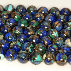 8mm Lapis Malachite Turquoise Sandstone Gemstone Mix Natural Stone Round Loose Beads 15 inch Full Strand (80006845-436)