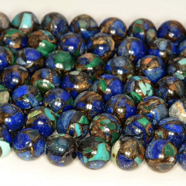 8mm Lapis Malachite Turquoise Sandstone Gemstone Mix Natural Stone Round Loose Beads 7.5 inch Half Strand (80006845 H-436)