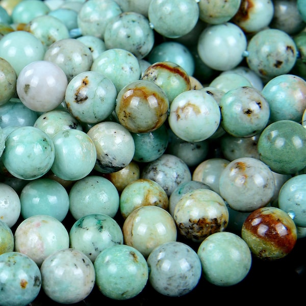 Genuine 100% Natural Green Blue Peruvian Chrysocolla Turquoise Gemstone Grade AAA Round 6mm 8mm 10mm 12mm Loose Beads (A292)