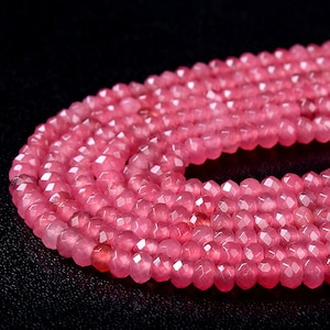 4X3MM Pink Jade Gemstone Grade AAA Faceted Rondelle Loose Beads 13.5 inch Full Strand (80009515-P38)