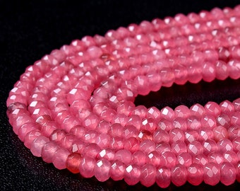 Round Faceted Smooth Plum Red Jade Stone Beads For Jewelry Making Loose Beads 15 