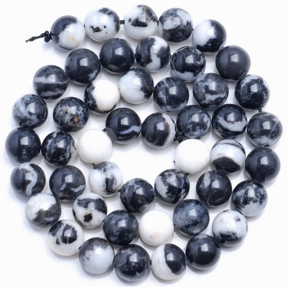 10 Strands 4mm Zebra Jasper Gemstone White Black Round 4mm