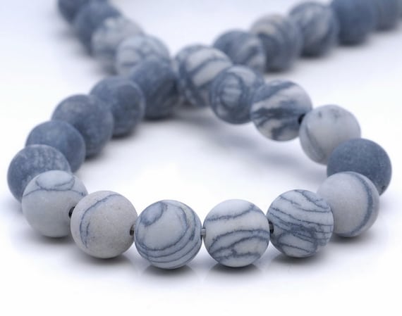8MM Matte Zebra Jasper Gemstone Round Loose Beads 15 Inch