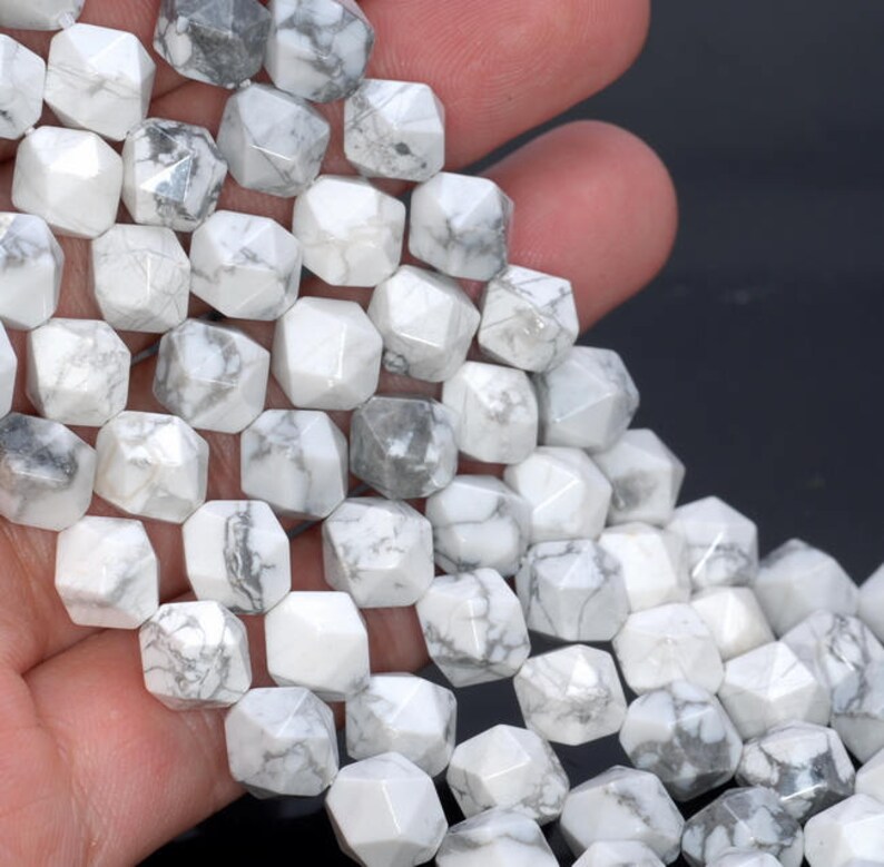 80005173-M17 10MM Howlite Turquoise Beads Star Cut Faceted Grade AAA Genuine Natural Gemstone Loose Beads 15 BULK LOT 1,3,5,10 and 50