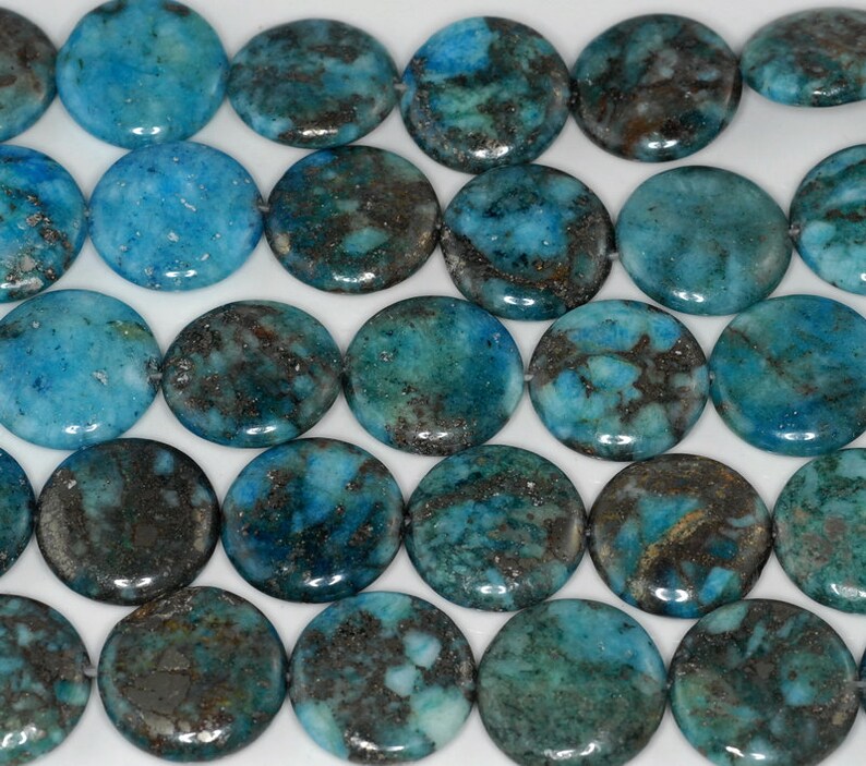 25mm Blue Lagoon Pyrite Intrusion Quartz Gemstone Flat Round Etsy