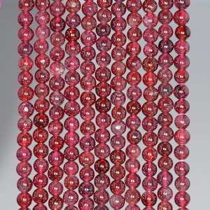 3MM Red Garnet Gemstone Round Loose Beads 15.5 inch Full Strand (80001136-A165)