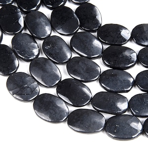 100% Natural Smooth Russian Shungite Anti Radiation High Carbon Grade AAA Freeform Oval 25x18MM Loose Beads (D48)
