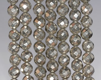 6mm Eisen Pyrit Edelstein Grade AA facettierte Runde lose Perlen 15,5 Zoll voller Strang (90187840-421)