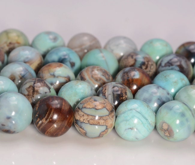 Terra Agate ROBIN'S EGG Aqua Blue Gemstone Grade AAA  6mm 8mm 10mm Round Loose Beads (A239)