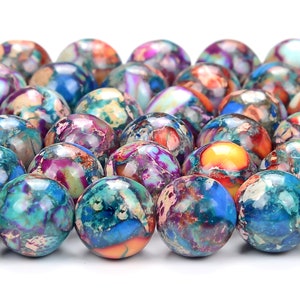 Galaxy Sea Sediment Imperial Jasper Gemstone 8MM Round Loose Beads (D458)
