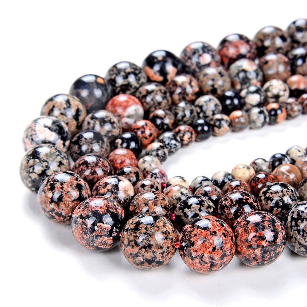 Mexican Red Snowflake Obsidian Gemstone Grade AAA Round 4MM 6MM