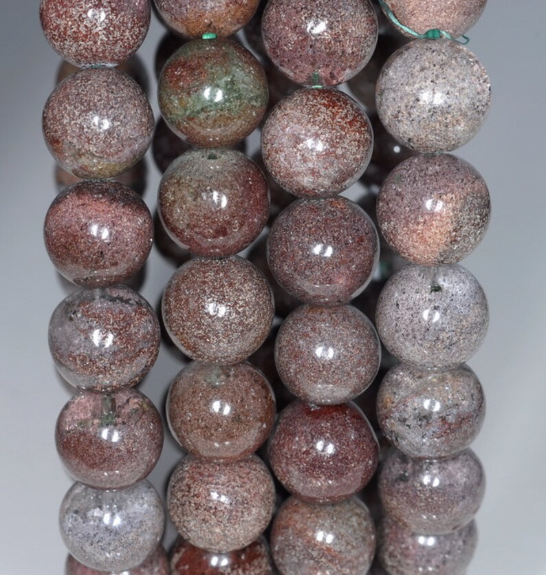 80003553-A162 12MMM Red Green Phantom Quartz Gemstone Grade A Round Loose Beads 8 inch Half Strand
