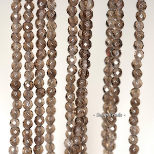 3mm Smoky Quartz Gemstone Grade AA Brown Micro Faceted Round Loose Beads 16 inch Full Strand (90148182-107)