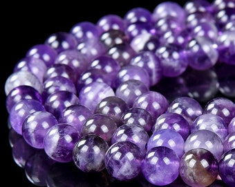 Natural Amethyst Gemstone Grade AA Round 6MM Loose Beads (D491)