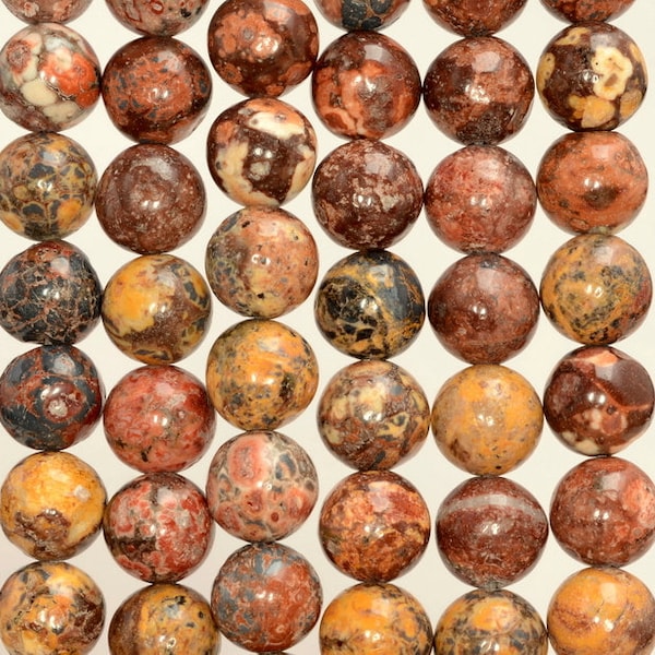 10mm Leopard Skin Jasper Gemstone Yellow Brown Round Loose Beads 15.5 inch Full Strand (90149507-243b)