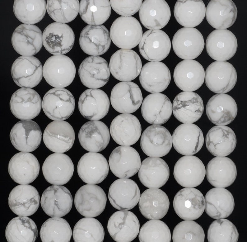 80002057 H-A62 12MM Turquoise Howlite Gemstone Faceted Round Loose Beads 7.5 inch Half Strand