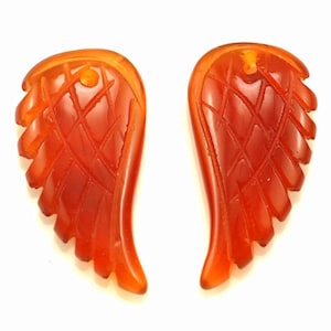 24X12MM Red Agate Gemstone Carved Angel Wing Beads BULK LOT 2,6,12,24,48 (90187149-001)