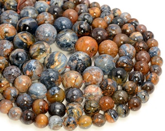 Genuine Blue African Pietersite Gemstone Blue Brown Grade AA Round 7mm 9mm 10mm 11mm 12mm 13mm 14mm Loose Beads 7 inch Half Strand (A269)