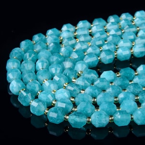 Natural Faceted Light Blue Amazonite chalcedony Gems Loose Beads 15" AAA 2x4mm 