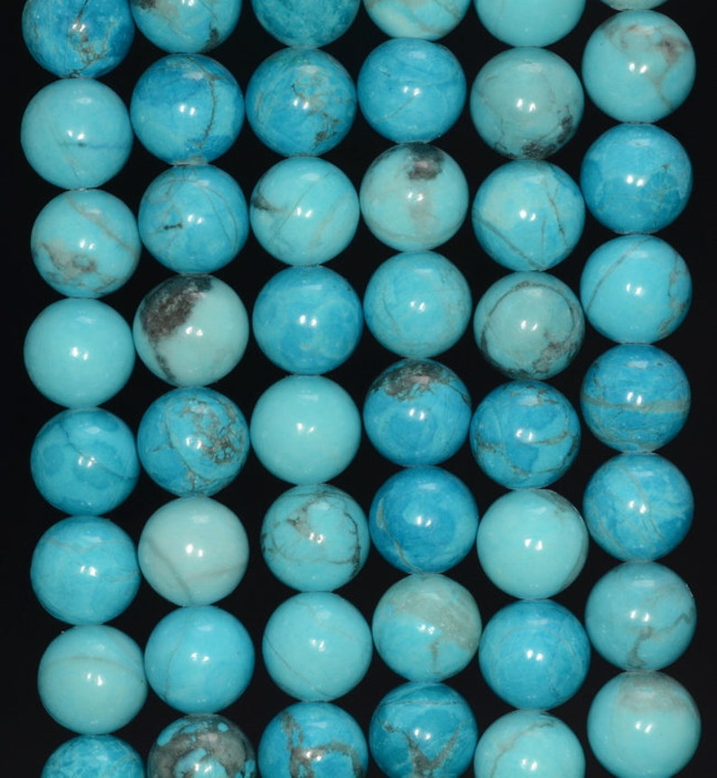 8mm Blue Turquoise Gemstone Light Blue Swirls Round 8mm Loose Etsy