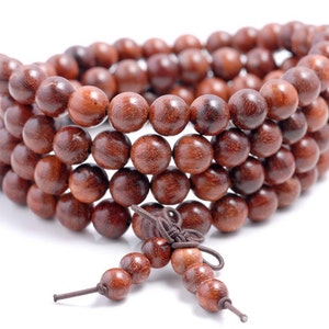 108PCS 8mm Red Sandalwood Prayer Buddha Mala Meditation Beads Round Loose Beads BULK LOT (80000878-393)