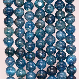 6-7mm Apatite Gemstone Grade AAA Dark Blue Round Loose Beads 7 inch Half Strand (80005462-467)