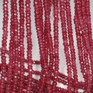 15 Strands Of Natural Red Jade Gemstone Rondelle Beads - 6x10mm Faceted, Loose For Jewelry 2 thumbnail image
