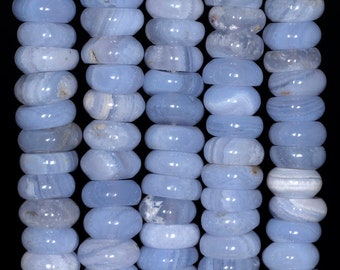 10 x 5-10X4MM Chalcedon blau Achat Edelstein Grade AA Rondelle Lose Perlen 7,5 Zoll halb Strand (80002733 H-A170)