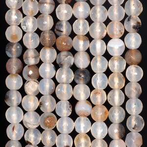 6MM milchig braun Achat Edelstein facettiert Runde Lose Perlen 14,5 Zoll-Full-Strand (80002933-A52)