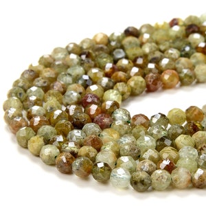 Natural Green Garnet Gemstone Grade AA Micro Faceted Round 3MM 4MM Loose Beads 15 inch Full Strand (P52)