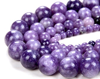 Natural Violet Purple Lepidolite Gemstone Round 4MM 6MM 8MM 10MM Loose Beads (A298)