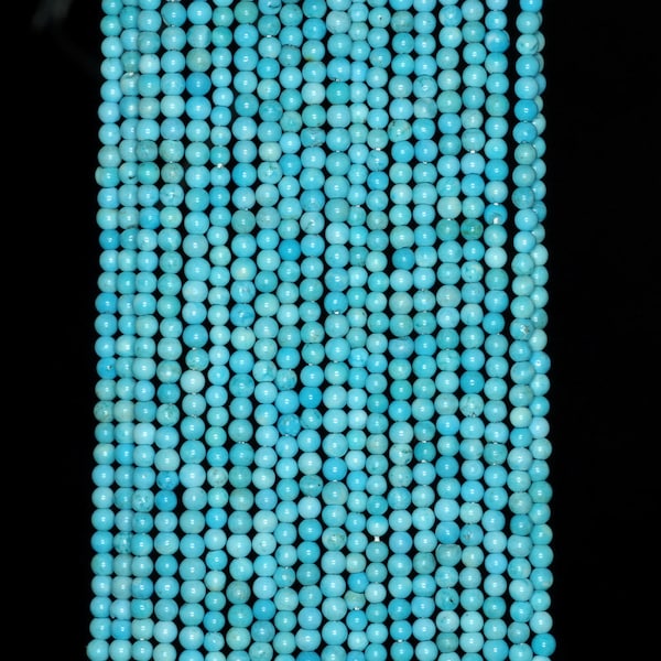 2mm Queen Turquoise Gemstone Blue Round Loose Beads 16 inch Full Strand (90113979-107-T1)