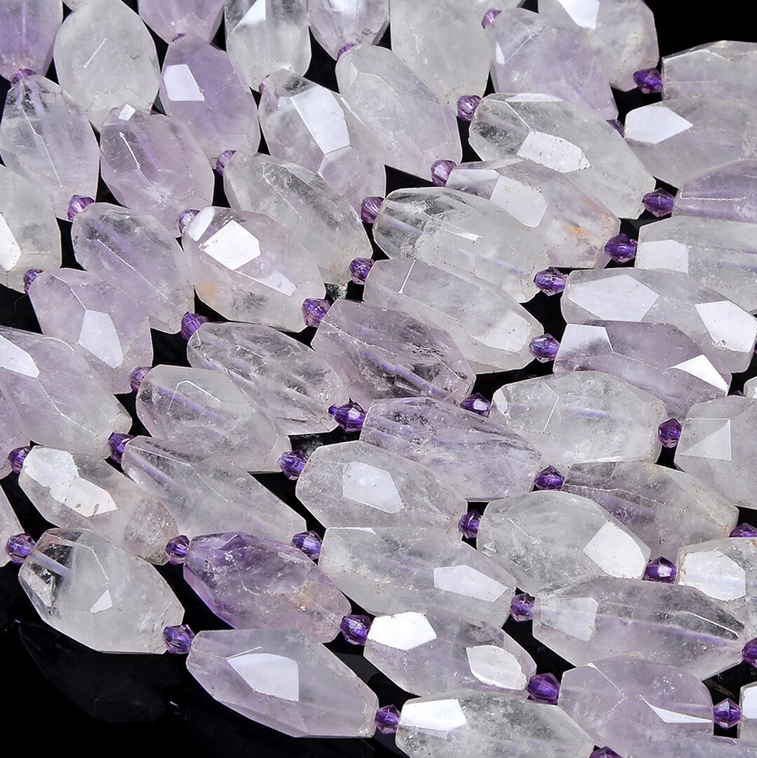Natural Lavender Amethyst Gemstone 11X20-14X26MM Faceted Rice Tube ...