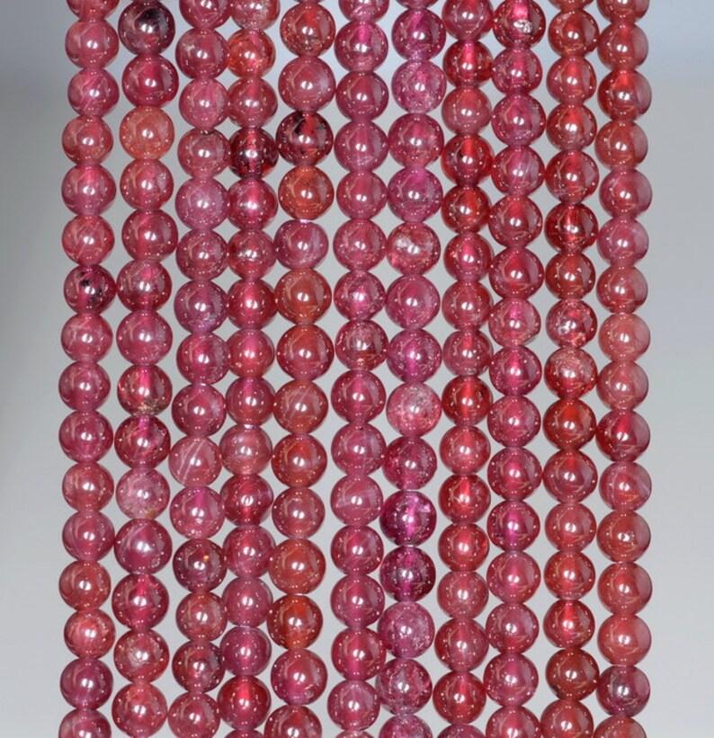 80001129-A165 3-4MM Purple Garnet Gemstone Round Loose Beads 15.5 inch Full Strand