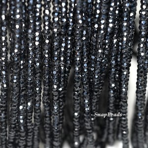 2mm-3mm Black Spinel Gemstone Grade AAA Faceted Rondelle Loose Beads 14 inch Full Strand (90187174-95)