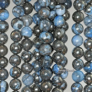 8mm Blue Pyrite Intrusion Quartz Gemstone Grade AA Round Loose Beads 15.5 inch Full Strand (90188854-85)