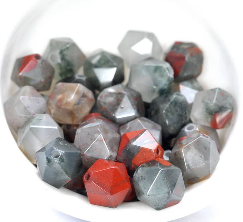 8MM African Blood Stone Beads Star Cut Faceted Grade AAA Genuine Natural Gemstone Loose Beads 7.5 BULK LOT 1,3,5,10 and 50 80005153 H-M16