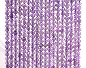 3mm Royal Amethyst Gemstone Grade AA Light Purple Micro Faceted Round Loose Beads 15.5 inch Full Strand (90143441-107-3g)