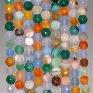 6MM Party Mix Agate Gemstone Faceted Round Loose Beads 14.5 inch Full Strand (80002931-A52)