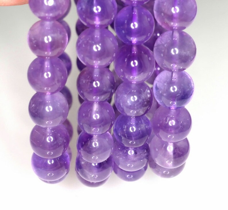 10mm Light Amethyst Gemstone Grade A Purple Round 10mm Loose Beads 7 inch Half Strand 90191616-813