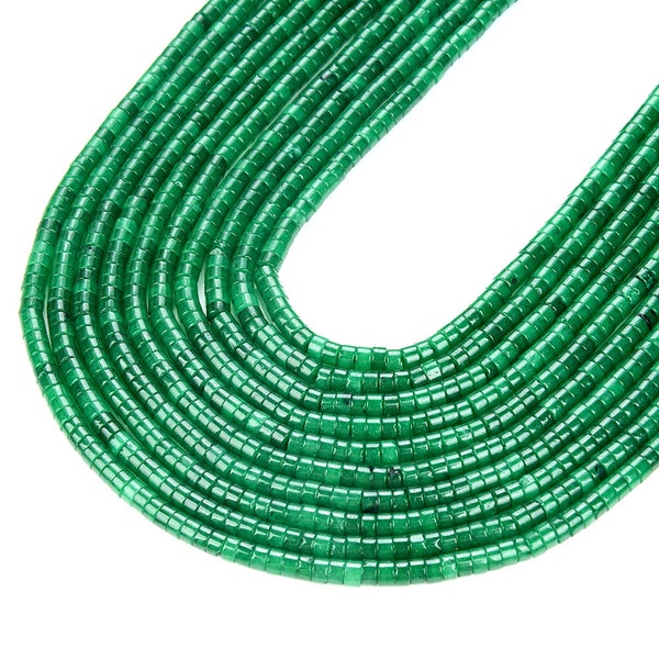 4X2MM Emerald Green Jade Gemstone Heishi Discs Loose Beads (P17)