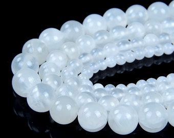 SALE !!! 6mm Genuine Selenite White Gemstone Grade AAA Round Loose Beads 7.5 inch Half Strand (80006547 H-889)