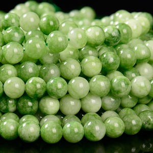 Lime Green Jade Gemstone Round 8MM Loose Beads 14.5 inch Full Strand (80020085-D618)