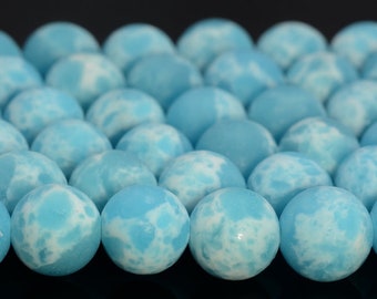 Matte Larimar Quartz Gemstone Synthetic Larimar Grade AAA Sky Blue 4mm 6mm 8mm 10mm 12mm Round Loose Beads (A234)