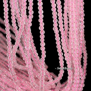 3mm Rose Quartz Gemstone Round Loose Beads 16 inch Full Strand (90114028-107-3mm A)