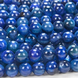 Dark Blue Kyanite Gemstone Grade AAA Round 4MM 5MM 6MM 7MM 8MM 9MM 10MM 11MM 12MM 13MM Loose Beads 7 inch Half Strand (D145)