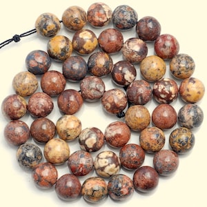 10 Strands 10mm Leopard Skin Jasper Gemstone Yellow Brown Round Loose Beads 15.5 inch Full Strand BULK LOT (90149507-243b x10)