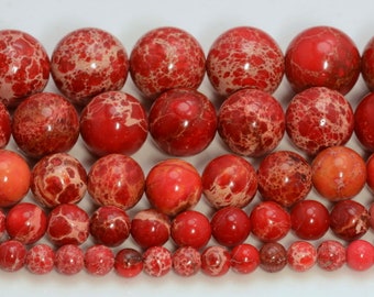 Red Sea Sediment Imperial Jasper Gemstone 4mm 6mm 8mm 10mm Round Loose Beads Full Strand LOT 1,2,6,12 and 50