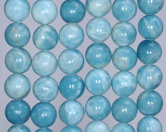 8mm Larimar Quartz Gemstone Grade AAA Sky Blue Milky Gray Round Loose Beads 7.5 inch Half Strand (80004697 H-921)