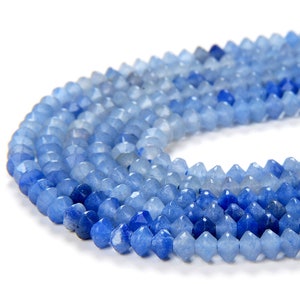 4X2MM Natural Blue Aventurine Gemstone Grade AA Bicone Faceted Rondelle Saucer Loose Beads 15.5 inch Full Strand (80009462-P34)